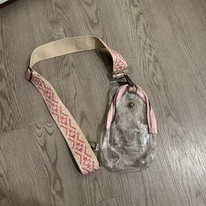 Clear Crossbody Bag with Pink Strap